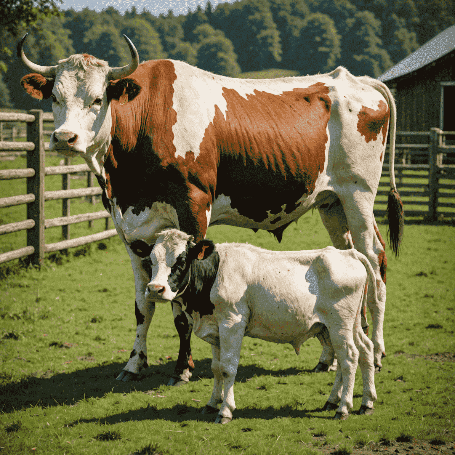 A powerful farm bullx mounting a cow in a natural breeding scenario, showcasing the traditional breeding method